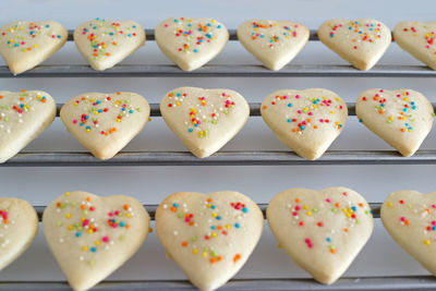 Close-up of heart shaped cookies