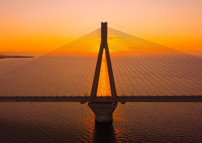 View of suspension bridge against sky during sunset