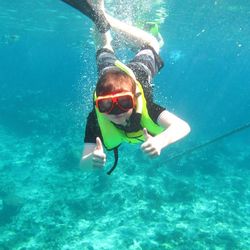 Boy snorkeling underwater