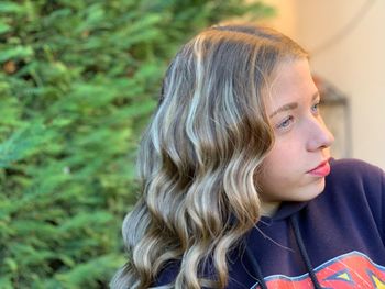 Close-up of girl with blond hair