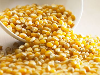 Close-up of corns in bowl on table