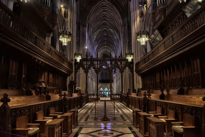 Interior of illuminated building