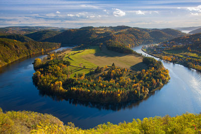 Very beatiful lookout on the vltava river during sunset. czech republic. 