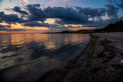 Scenic view of sea against sky at sunset