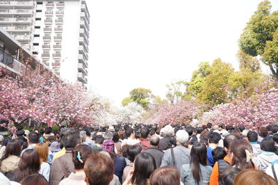 Group of people against the sky