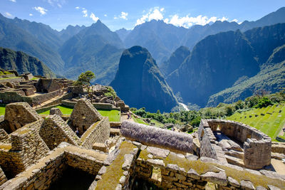 View of old ruins against mountains