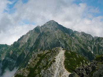 Low angle view of mountains against sky