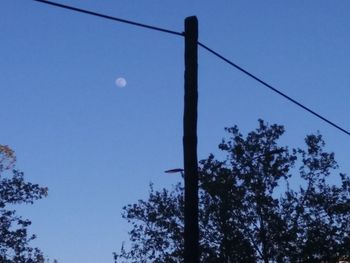 Low angle view of silhouette trees against blue sky