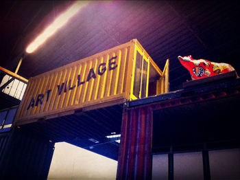 Low angle view of illuminated building