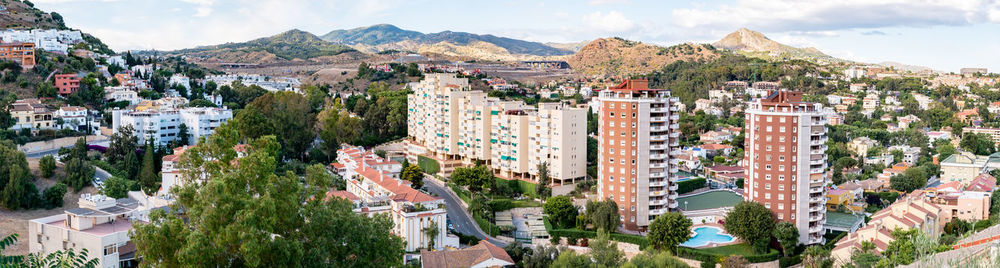 High angle view of city against sky