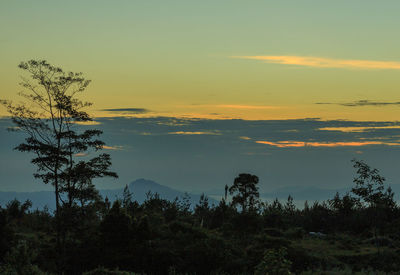 Scenic view of silhouette landscape against sky at sunset