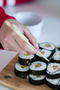 Close-up of sushi on table