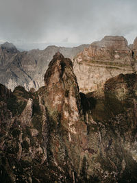 Rock formations on landscape against sky