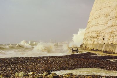 Panoramic view of sea against clear sky