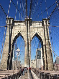 Low angle view of suspension bridge