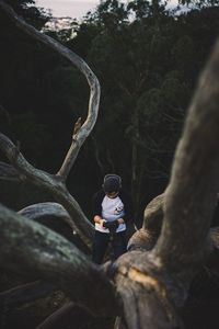 Man in forest