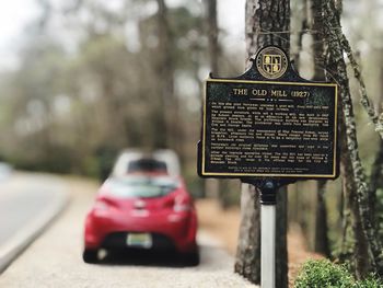 Close-up of road sign