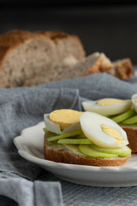 Close-up of breakfast on table