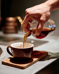 Close-up of coffee cup on table