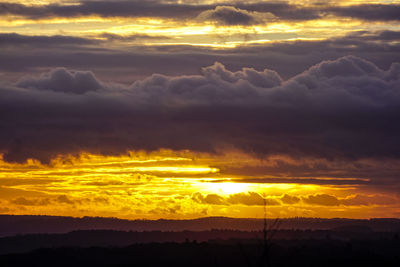 Scenic view of dramatic sky during sunset