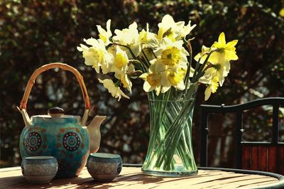 Close-up of flower pot on table