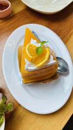 Close-up of dessert in plate on table