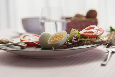 Breakfast served on table