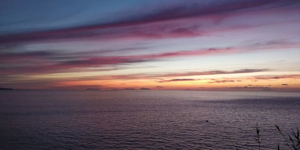 Scenic view of sea against sky at sunset