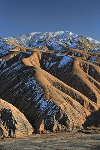 Aerial view of snowcapped mountains against sky