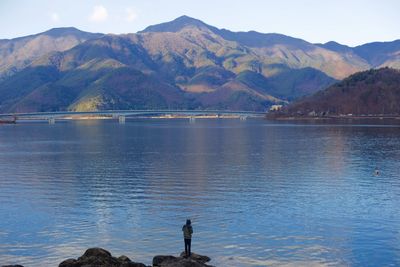 Scenic view of lake and mountains