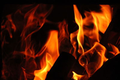 Close-up of bonfire at night