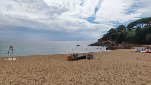 Scenic view of beach against sky