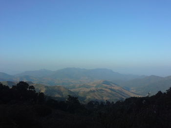 Scenic view of mountains against clear sky