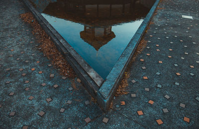 High angle view of puddle