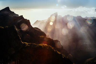 Scenic view of mountains against sky. vacation and climbing on tenerife, spain 2019