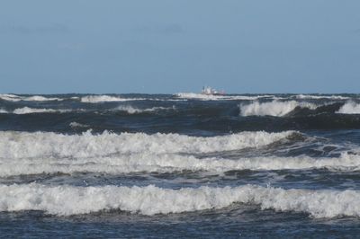 Scenic view of sea against clear sky