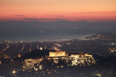 View of illuminated cityscape at night