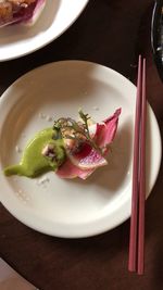 High angle view of meal served in plate