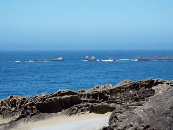 Scenic view of sea against clear sky