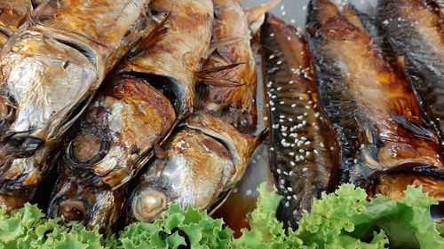 Close-up of fish for sale in market