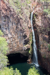 Scenic view of waterfall