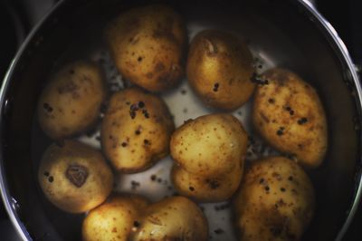 Close-up of eggs in plate