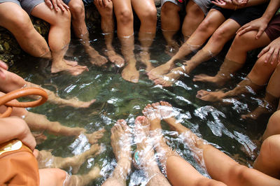 Low section of people in hot spring