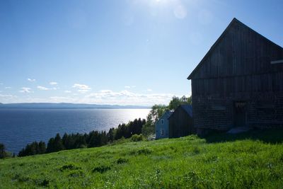 House by sea against sky