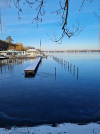 Scenic view of lake against sky