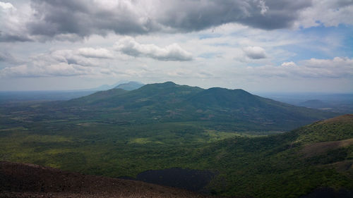 Scenic view of landscape against cloudy sky