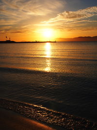 Scenic view of sea during sunset