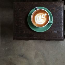 Directly above shot of cappuccino on table