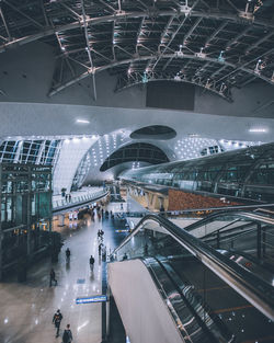 High angle view of illuminated ceiling in city