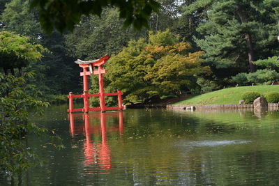 Scenic view of lake by trees